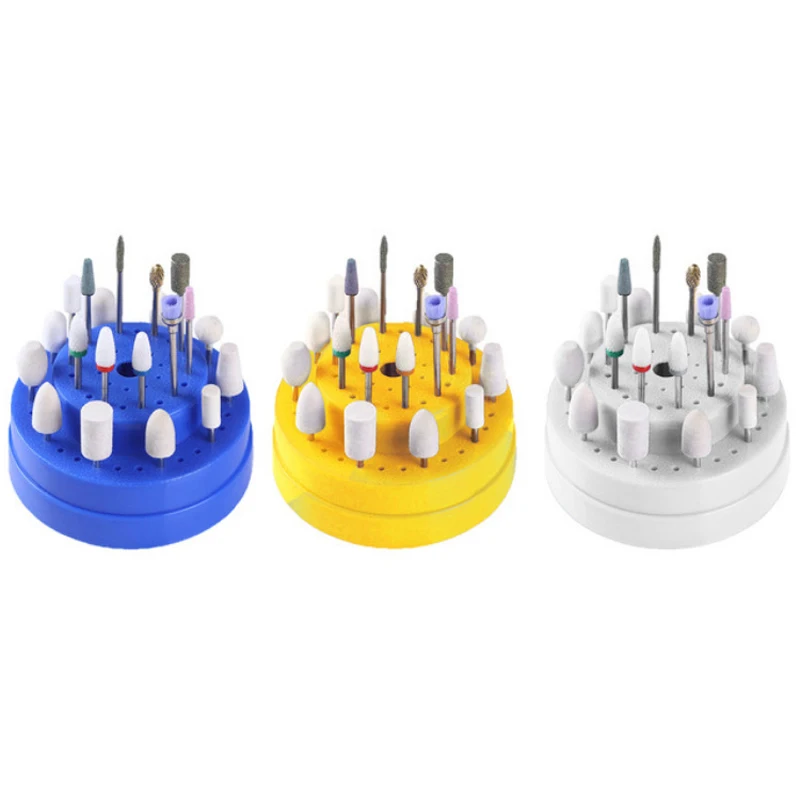 

Portable Nail Grinding Polishing Head Storage Box 60 Holes Display Holder Nail Display Stand Accessoires Files For Manicure