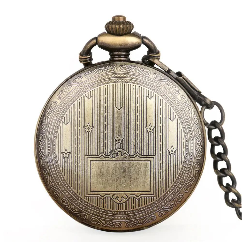 

Stylish Bronze Mechanical Pocket Watch Antique&Vintage Hand-winding Golden Watch Unisex with FOB Chain for Men Women