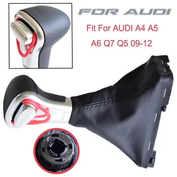 

Auto Car Stick Lever Knob GearShifter Head Ball With Leather Gaiter Boot Cover Car Styling For Audi A4 A5 A6 Q5 Q7 B8 2006-2015