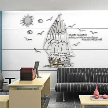 

Smooth Sailing Acrylic Painting 3D Stereo Wall Sticker Inspirational Sticker Office Culture H99F