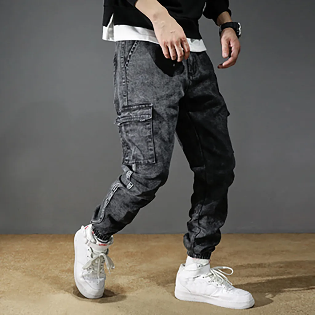 Брюки мужские уличные повседневные уличные однотонные рабочие брюки мульти-Спортивные Брюки с карманами pantalones hombre