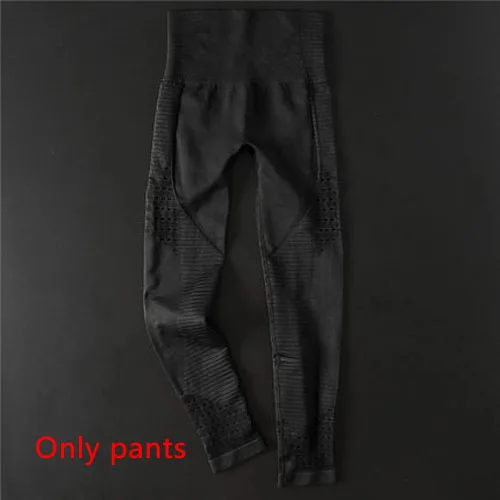 Black pants 2 шт., бесшовный комплект для йоги, бюстгальтер на бретельках, леггинсы с высокой талией, женская одежда для тренажерного зала, фитнеса, тренировок, комплект леггинсов для йоги, спортивная одежда для бега - Цвет: Black pants