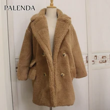 Новинка, женское модное пальто из искусственного меха с карманами, 4 пуговицы, толстые теплые материалы, 5 цветов, большие размеры