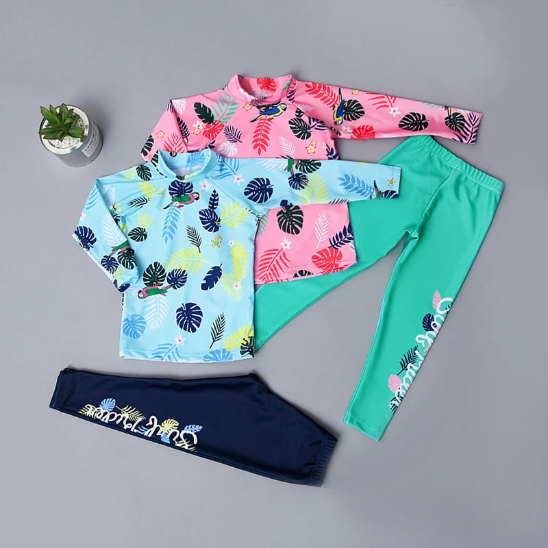 New boys and girls long sleeve swimsuit split pants beach wetsuit girl sun protection korean kids swimsuit girls swimsuit