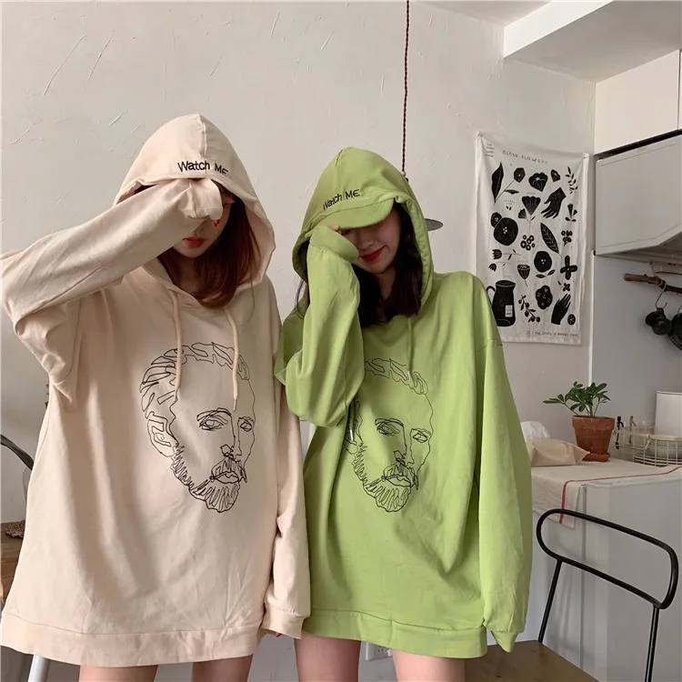 Корейская коллекция, женские толстовки и свитшоты, Kpop, повседневные, негабаритные, с принтом, женские толстовки, Moletom Feminino
