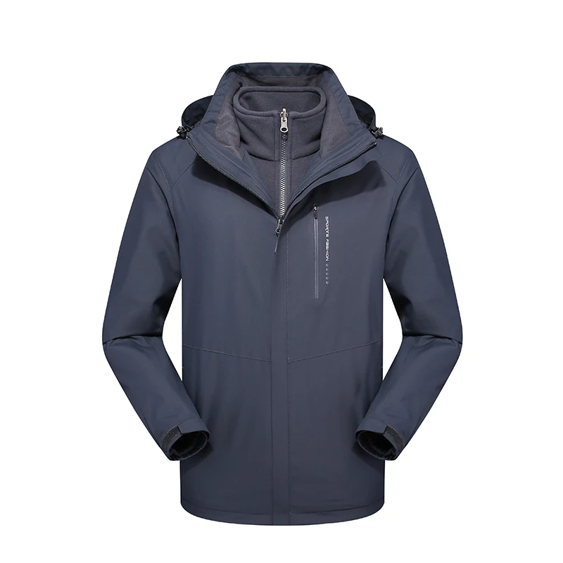 men grey Goexplore ore зимняя куртка для мужчин на открытом воздухе бренд походный Кемпинг двухслойный ватник с капюшоном водонепроницаемый-30 градусов спортивная куртка - Цвет: men grey