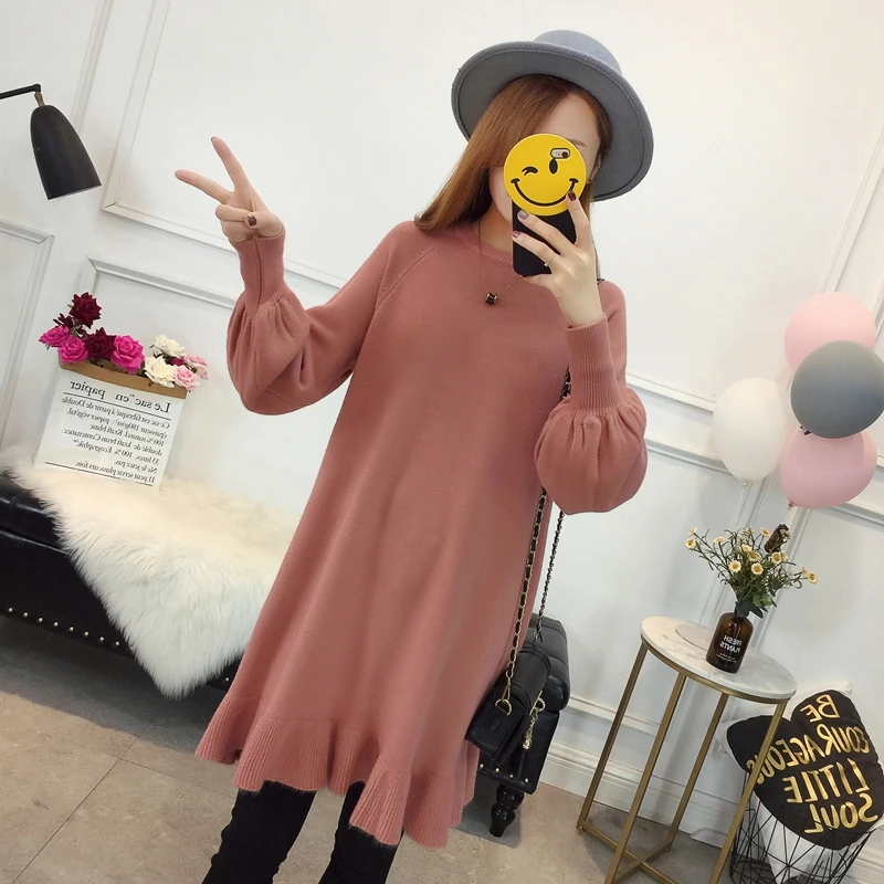 Winter Clothes Maternity Sweaters Ruffle Knitting Pregnant Sweater Pregnancy Relaxed rest Pregnant Sweater Pullover dress