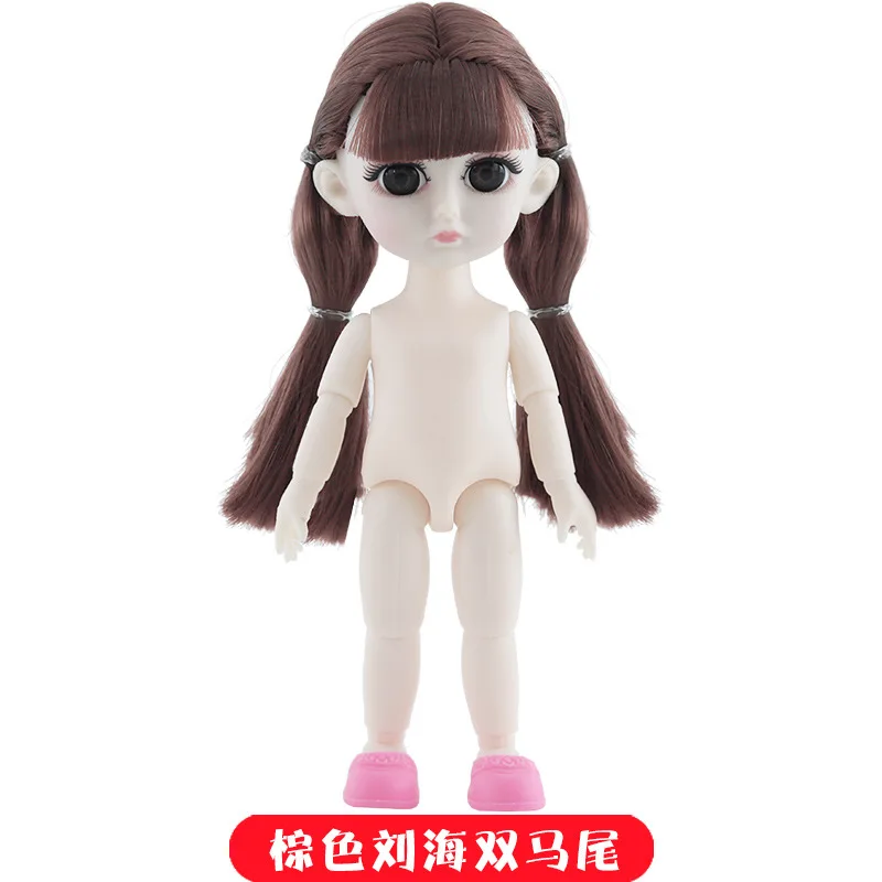 BJD 1/8 Dolls 13 Joint 15cm White Skin Baby Doll With 3D Eyes Naked Nude Body Dress Up Dolls Fashion DIY Toys for Girls Gift - Цвет: Brown D