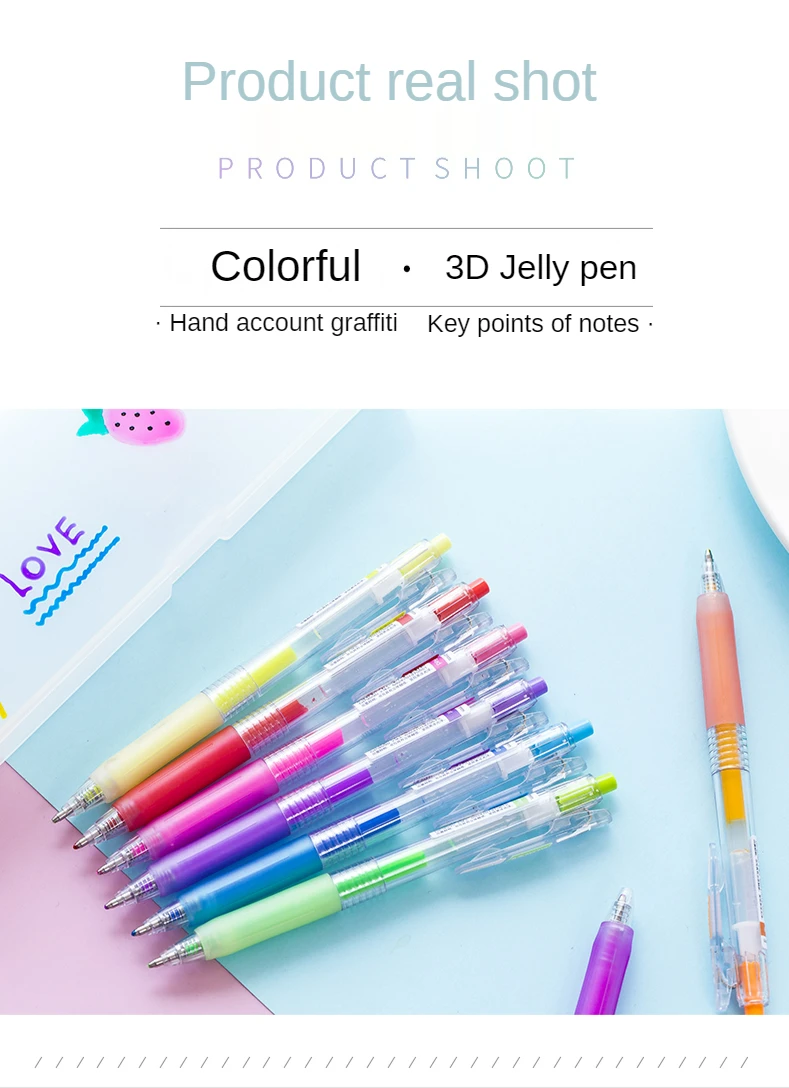  RJDJ 3D Jelly Pen, 6/12 Colors Candy Color Gel Ink Pen, 3D  Glossy Jelly Pens, 3D Colorful Jelly Pen Set, Colored Gel Pen Marker Ink  Pens for DIY Painting Drawing Coloring (