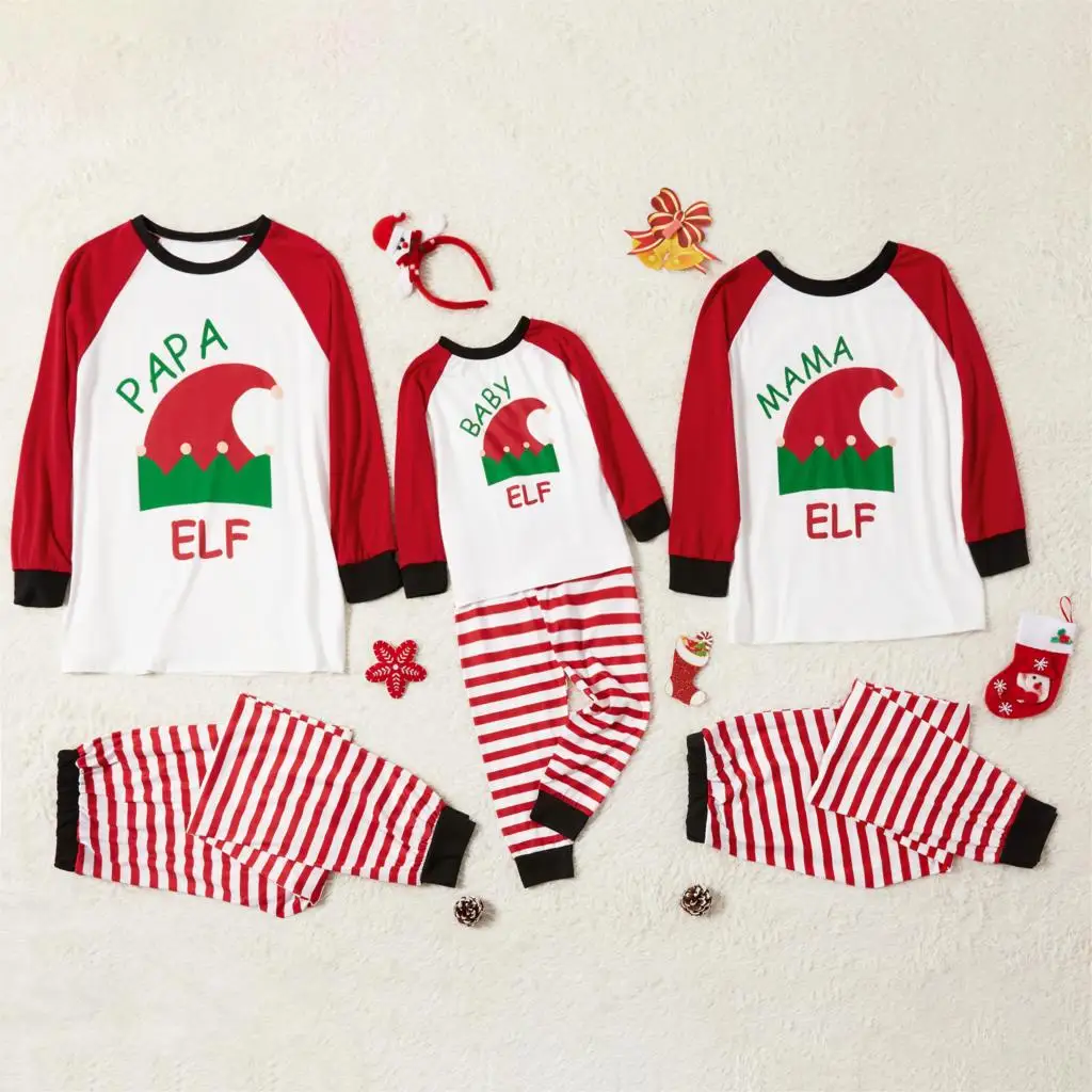 

Striped Family Christmas Pajamas Sets Dad Mommy and Me Matching Sleepwear Clothes Outfits Family Look Pyjamas Nightwear Homewear