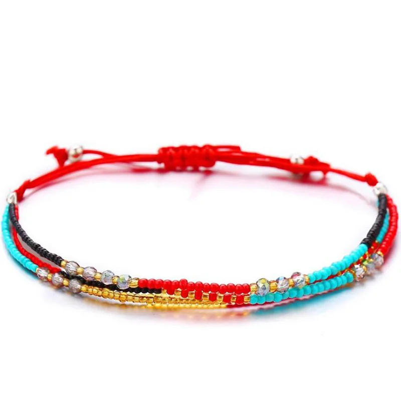 Bohemian Seed Bead Beach Charm Ankle Bracelet Fashion Rainbow Adjustable Anklet Foot Jewelry Ocean Gift Women beads anklet fashion accessories bead bracelet