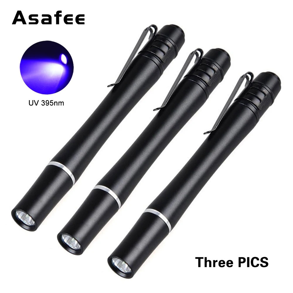 Asafee 3pcs Uv Ultra Violet Led Pen Light Pen Lamp Led Flashlight