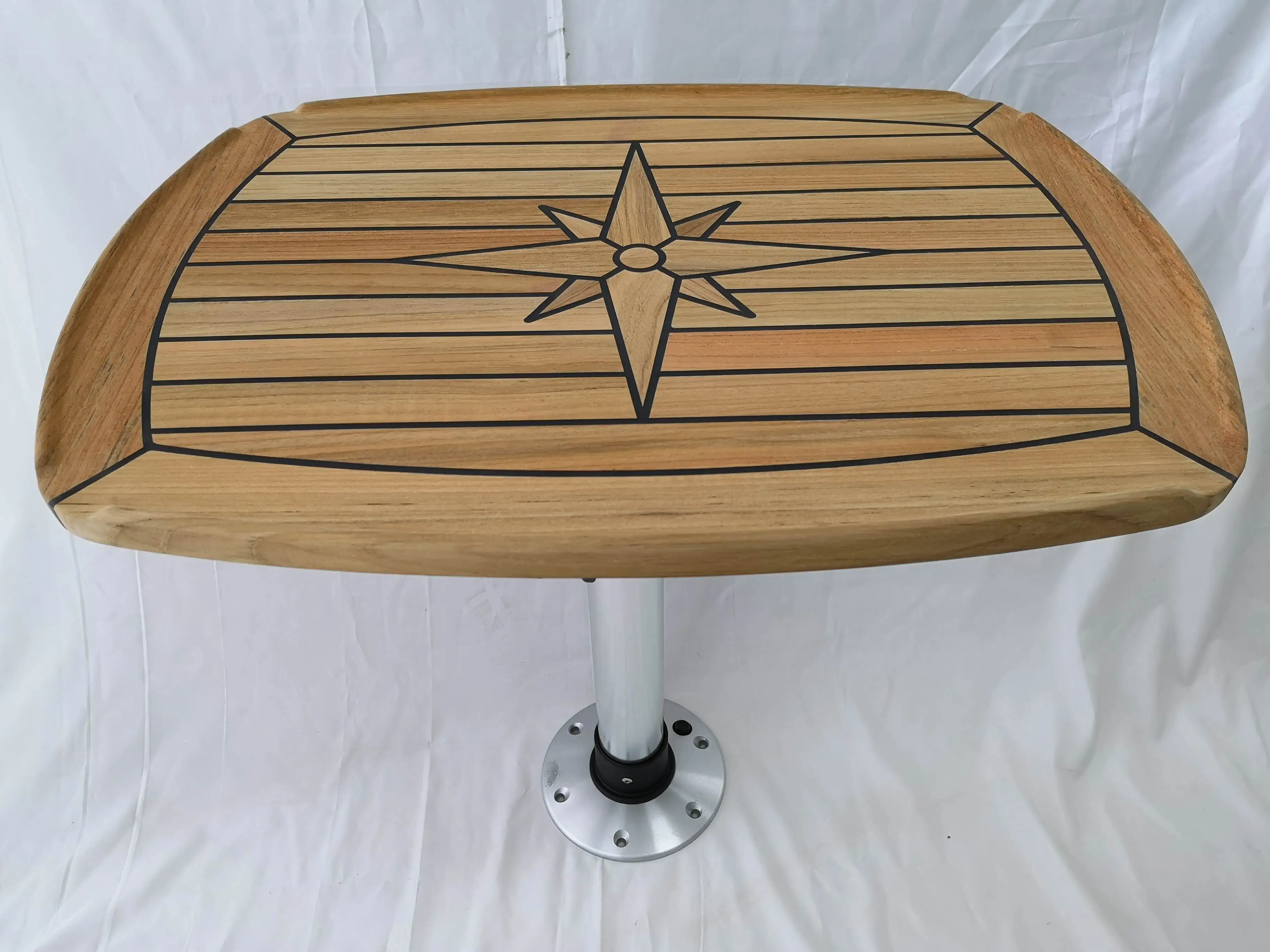 450mm x 600mm Teak Table Top Nautic Star Barrel Shaped Marine Boat RV Caravan TH4560