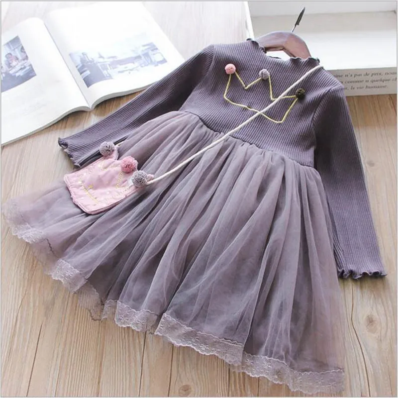 

Autumn little girls dresses long sleeve princess tulle toddler baby clothing Lace Ball gown children clothes boutiques