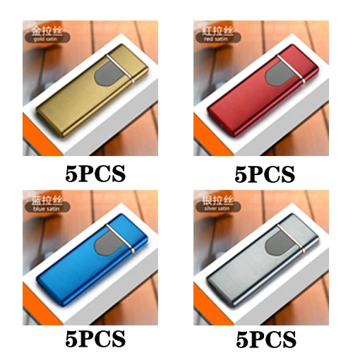 20 шт./лот, ультра-тонкий USB прикуриватель, электронные зажигалки, интеллектуальная индукция для мужчин, подарки, аксессуары для сигарет - Цвет: Combination A