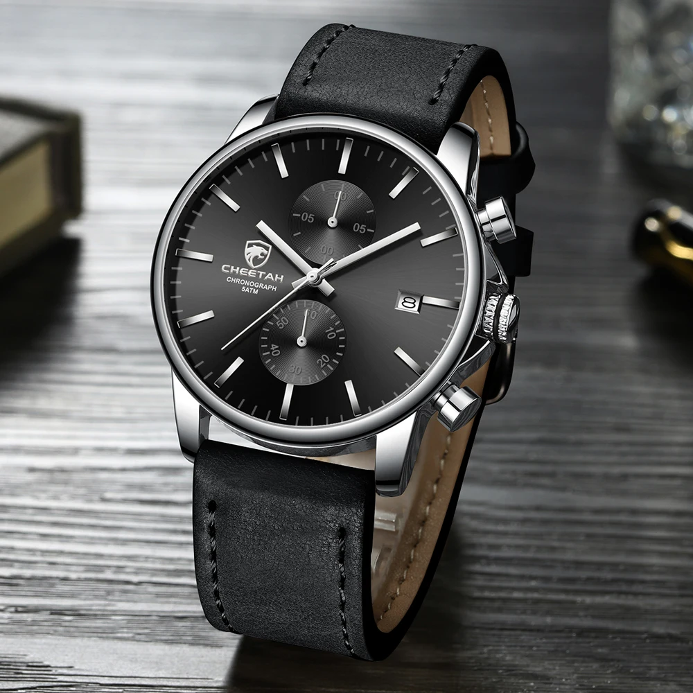 Часы наручные Cheetah Мужские кварцевые брендовые Роскошные модные повседневные