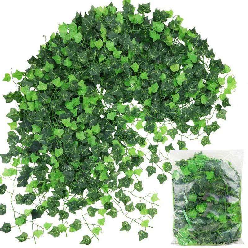 12 Pack Artificial Ivy Garland Vine,Plastic Ivy Vines Fake Ivy Garland for Wedding Party Decoration Garden Wall Greenery Decorat