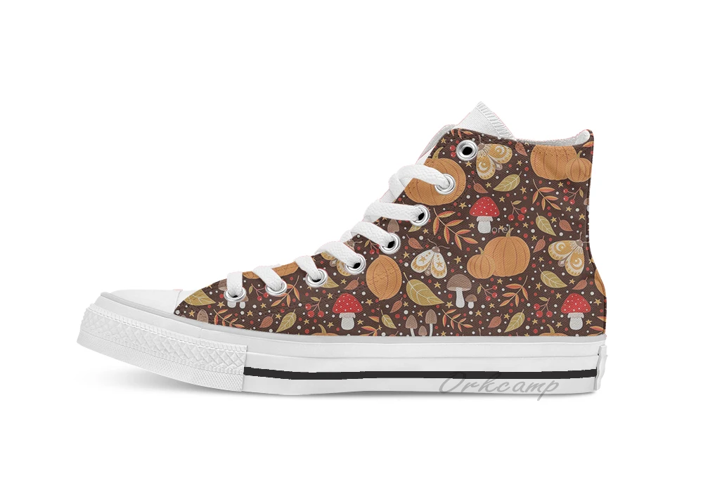 Осенняя парусиновая обувь с высоким берцем на плоской подошве повседневная