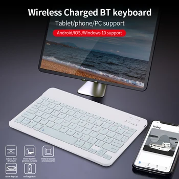 

Universal 10-inch Wireless BT Keyboard Three-system Colorful Rechargeable BT Keyboard Mobilephone Tablet Universal Keyboard