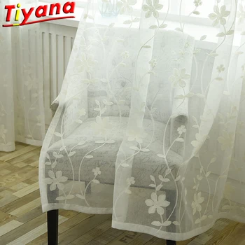 

Flower Embroidery Tulle Curtains for Living Room Dandelion Rural White Tulle Window Screening Items Window Drapes X-ZH013#30