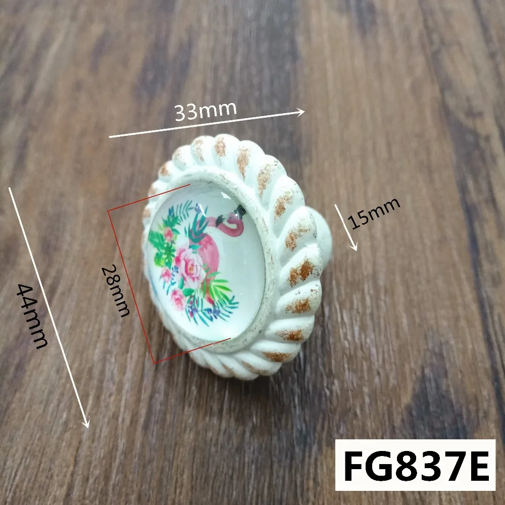 FG837昆虫动物系列复古水晶拉手8款=选项E绿野雄火烈鸟