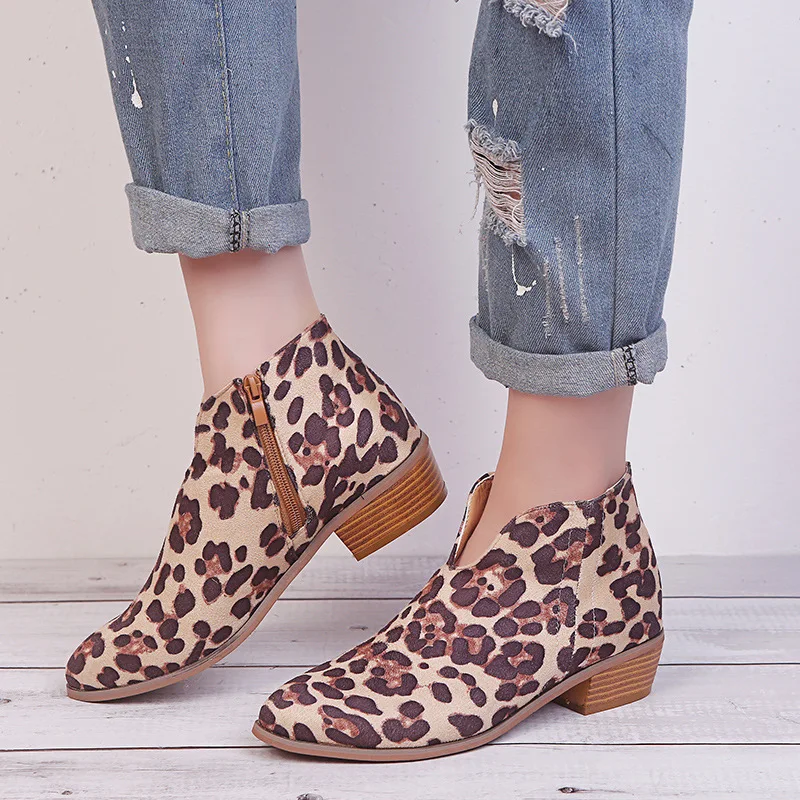 

2019 Autumn Women Ankle Boots Square Low Heel multi Color Suede Boots Zipper Boots Round Toe Shoes