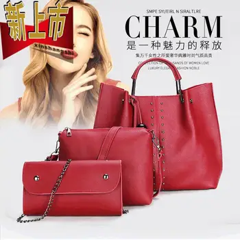 

New Tote Bag Women Waterproof Pu Crossbody Bag Three-piece Shoulder Bag