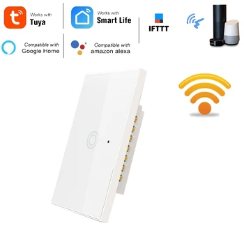 

Smart Wifi Wall Light Switch 1Gang Press Switch Remote Control Smart Life Tuya APP Work with Alexa Google Home US Plug
