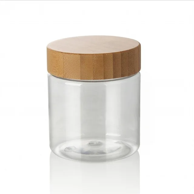 150g clear jar 250 г 250 мл матовый прозрачный ПЭТ пластиковый косметический контейнер банка для крема с бамбуковыми деревянными крышками 8 унций косметический контейнер для крема для лица - Цвет: 150g clear jar
