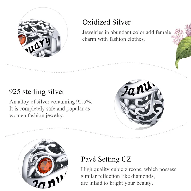 new Genuine 925 sterling silver twelve birthstone charm fit original Pandora beads bracelet charms women jewelry luxury making