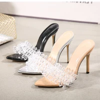 Women's Crystal Transparent Slippers 2021 Women Summer High Heels Woman Sexy Pointed Toe Pump Ladies Party Shoes Female Footwear 5