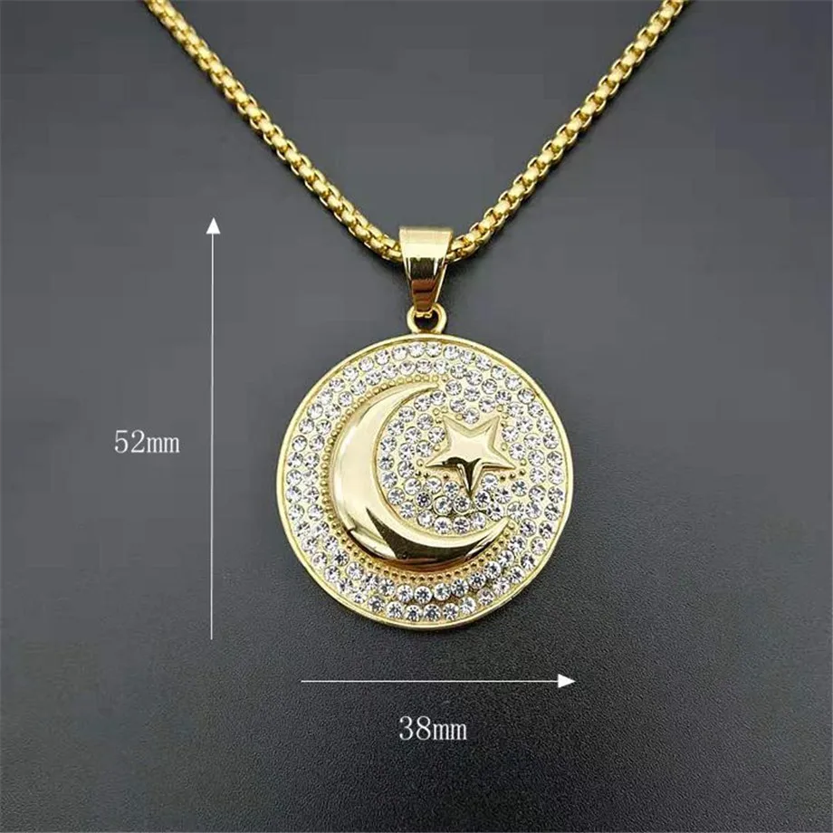 Muslim Crescent Moon and Star Pendant 