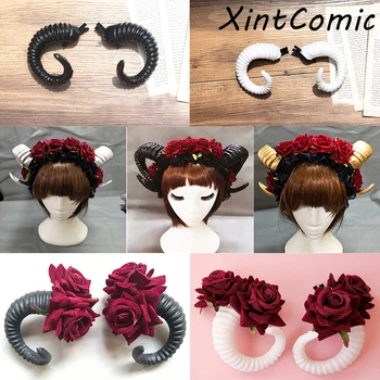 

Handmade Sheep horn Headband Hairband Accessory Demon Evil Gothic Lolita Cosplay Halloween Headwear Prop Devil's Corner