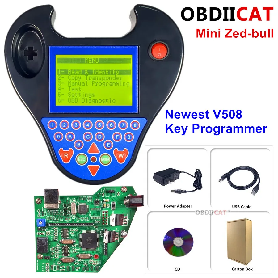 V508 Super Mini Zedbull Smart Zed-Bull Key Transponder Programozó Mini Zed Bika Fekete Vagy Piros Színű Programozó