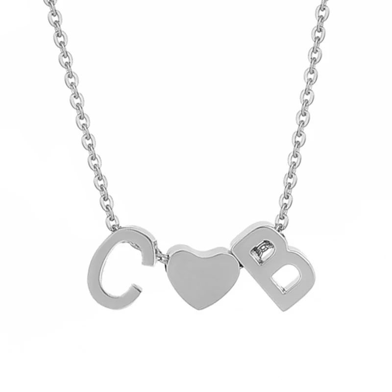 Tiny Heart Initial Necklace for Women Stainless Steel Gold Plated Name Choker Necklace Wedding Anniversary Jewelry Gifts