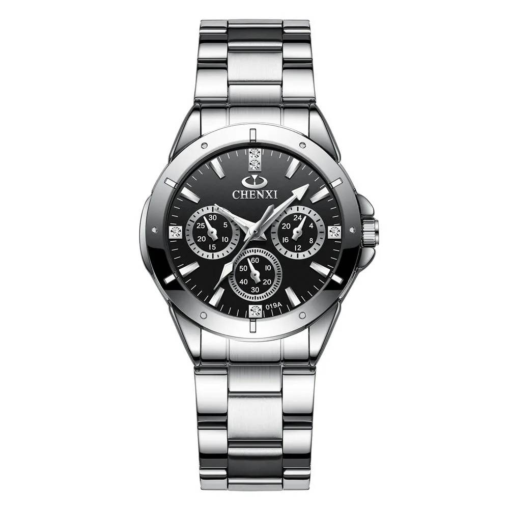 Black Watch CHENXI женские модные Стальные часы женские Простые Стильные женские кварцевые часы женские роскошные брендовые наручные часы Relojes Mujer - Цвет: Black Watch