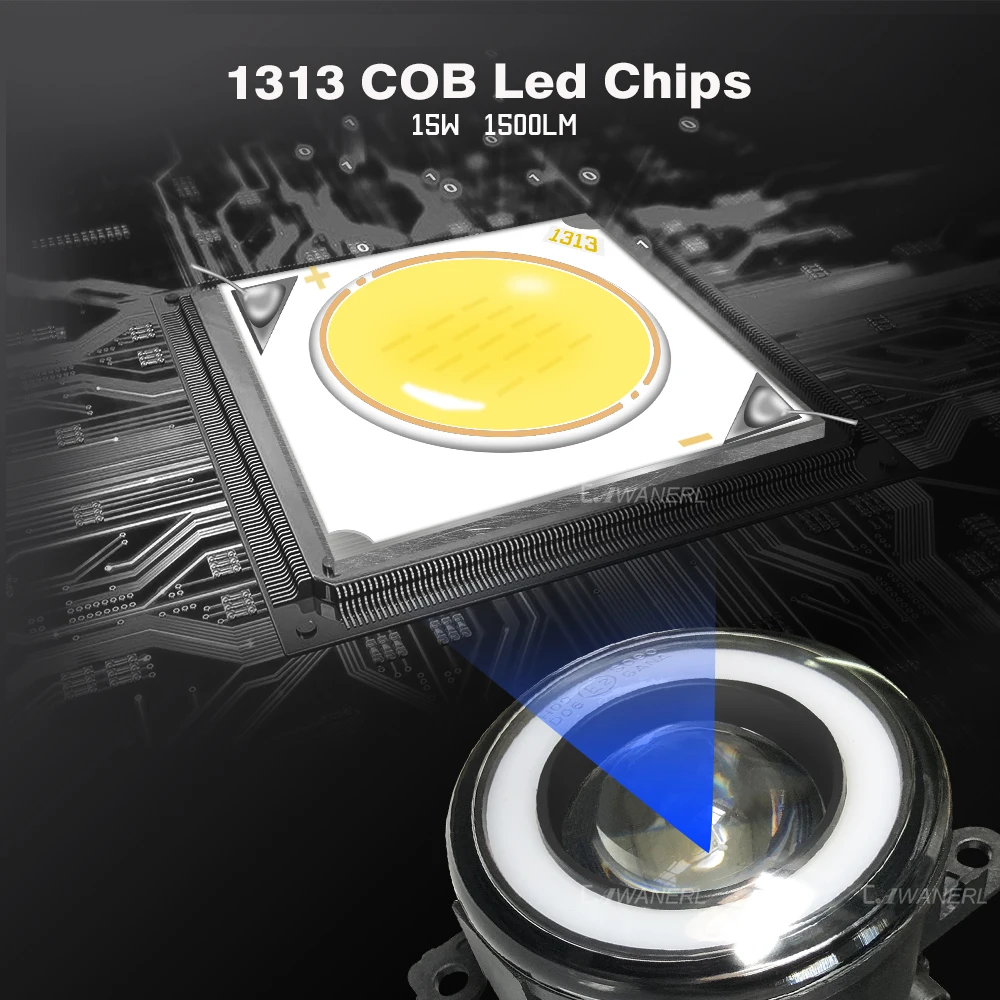 Cawanerl For Ford Mustang 2015 2016 2017 Car 30W LED Fog Lamp 3000LM COB Angel Eye DRL Daytime Running Light H11 12V High Bright