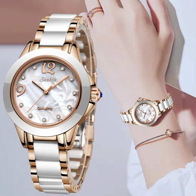 Photo Product SUNKTA Luxury Crystal Watch Women Gift Waterproof Rose Gold Ladies Wrist Watches Top Brand Bracelet Clock Relogio Feminin Hot