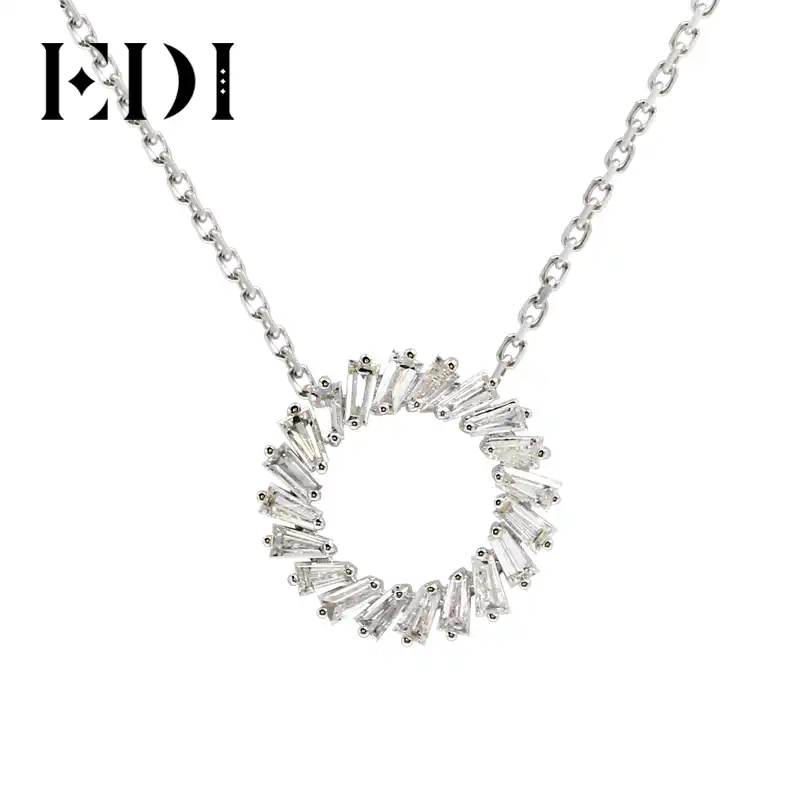 Edi 花輪形状ダイヤモンドペンダントリアルナチュラルエメラルドカットダイヤモンド 585 14 18k ホワイトローズイエローゴールドのペンダント ネックレス女性 Pendants Aliexpress