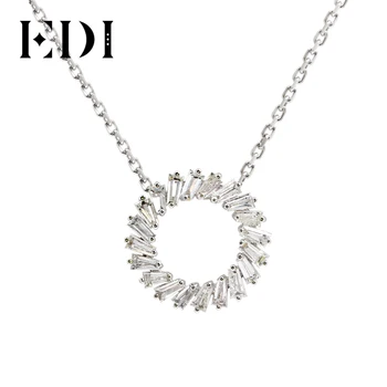 

EDI Wreath Shape Diamond Pendant Real Natural Emerald Cut Diamond 585 14k White Rose Yellow Gold Pendant Necklace For Women