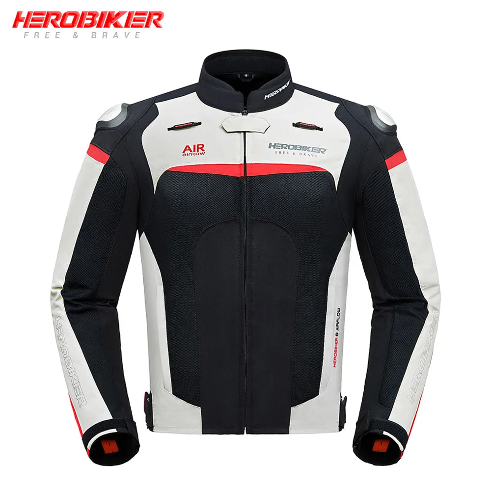 HEROBIKER, новинка, мотоциклетная куртка, защитное снаряжение для мужчин, для мотокросса, для гонок по бездорожью, сетчатая, дышащая, мотоциклетная защита - Цвет: HEROBIKER-GRAY