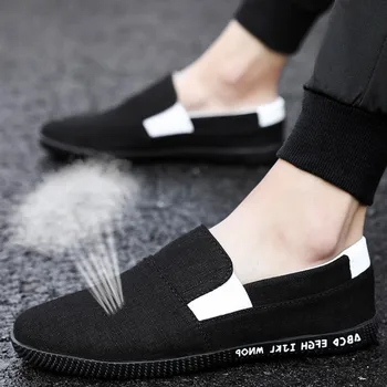 

Canvas Shoes for Men Sneakers 2019 New Personality Mix Colour Mens Canvas Loafers Trend Sneakers Men Black/Red Casual Shoes Man