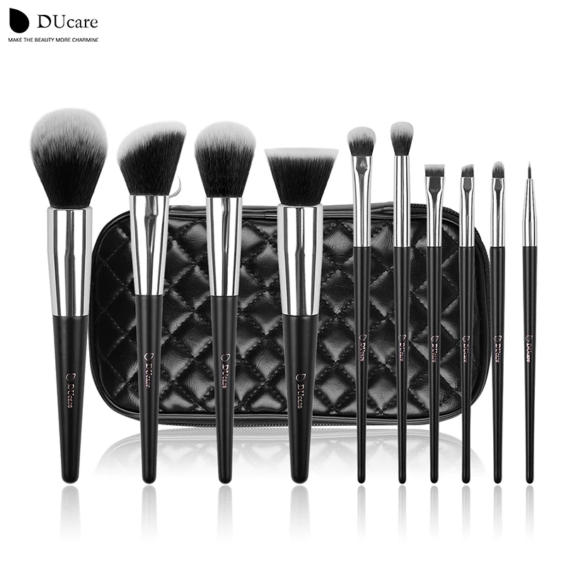 DUcare кисти для макияжа 10 шт. профессиональный бренд кисти для макияжа Высокое качество набор кистей с черной сумкой красота эфирные кисти