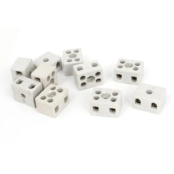 

10pcs 2 Way 5 Hole 2W5H Ceramic Terminal Block Wire Connector 5A