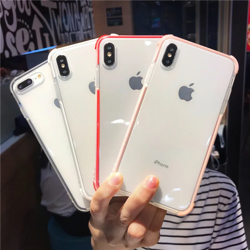 

Dual Layers Shockproof Transparent Phone Case for iphone X XR XS MAX 10 7 8 6s 6 Plus Full body Protection Soft Back Cover