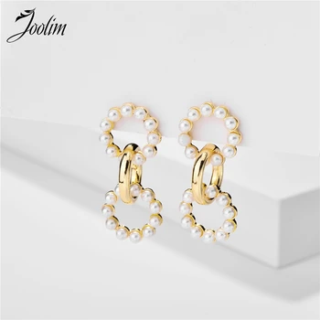 

Joolim Elegant Pearl Link Hoop Earring Earring Wedding Earring Wholsale 2020 Trendy Jewelry Drop Shipping