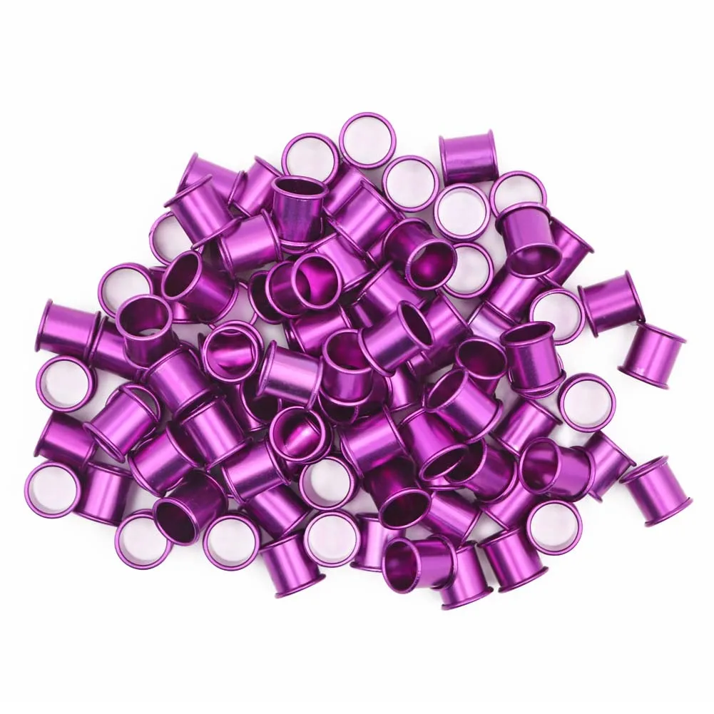 Purple 100 pcs 100 шт. голубь, птица алюминиевые ножные кольца для птиц, идентификация внутреннего диаметра 8 мм длина 10 мм яркие цвета BirdFoot rin - Цвет: Purple 100 pcs