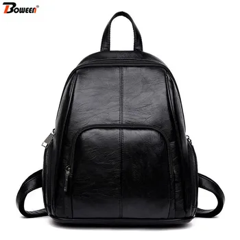 

black small pu leather backpack women backpacks female soft back pack solid simple Style youth bagpack for Teenage girls 2020