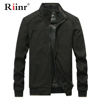 

Riinr Quality Bomber Solid Casual Jacket Men Spring Autumn Outerwear Mandarin Sportswear Mens Jackets for Male Coats M-4XL