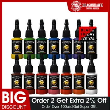 

Dragonhawk TATTOO INK 14-PACK Primary Color Set 0.5oz Bottles